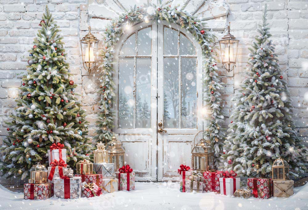 Kate Christmas Snow Tree Door Fleece Backdrop Designed by Emetselch - Image 2