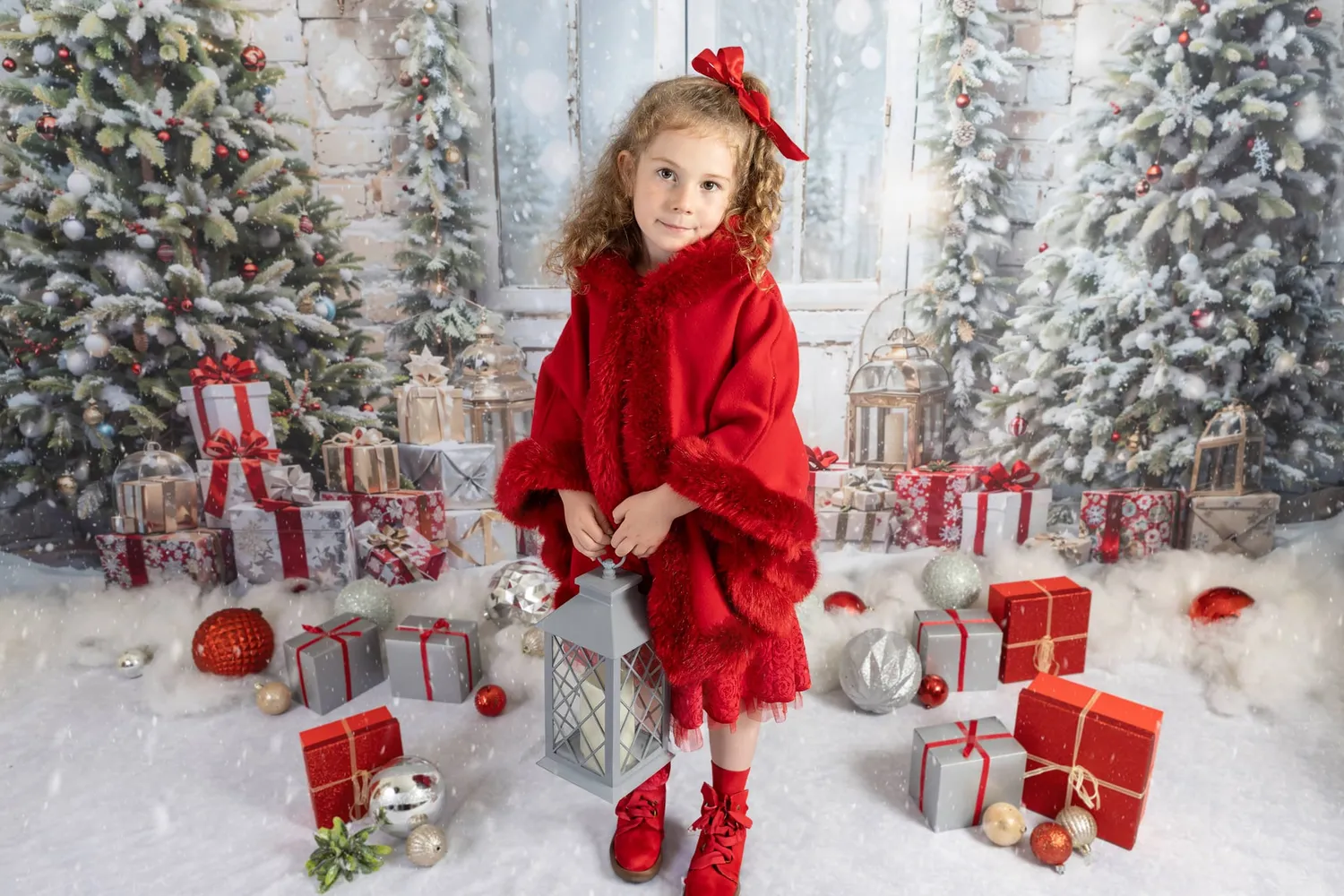 Kate Christmas Snow Tree Door Fleece Backdrop Designed by Emetselch - Image 3