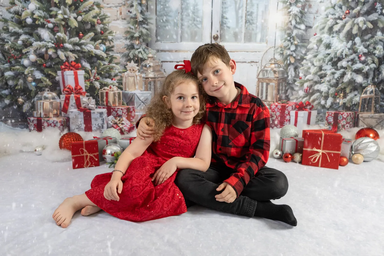 Kate Christmas Snow Tree Door Fleece Backdrop Designed by Emetselch - Image 5