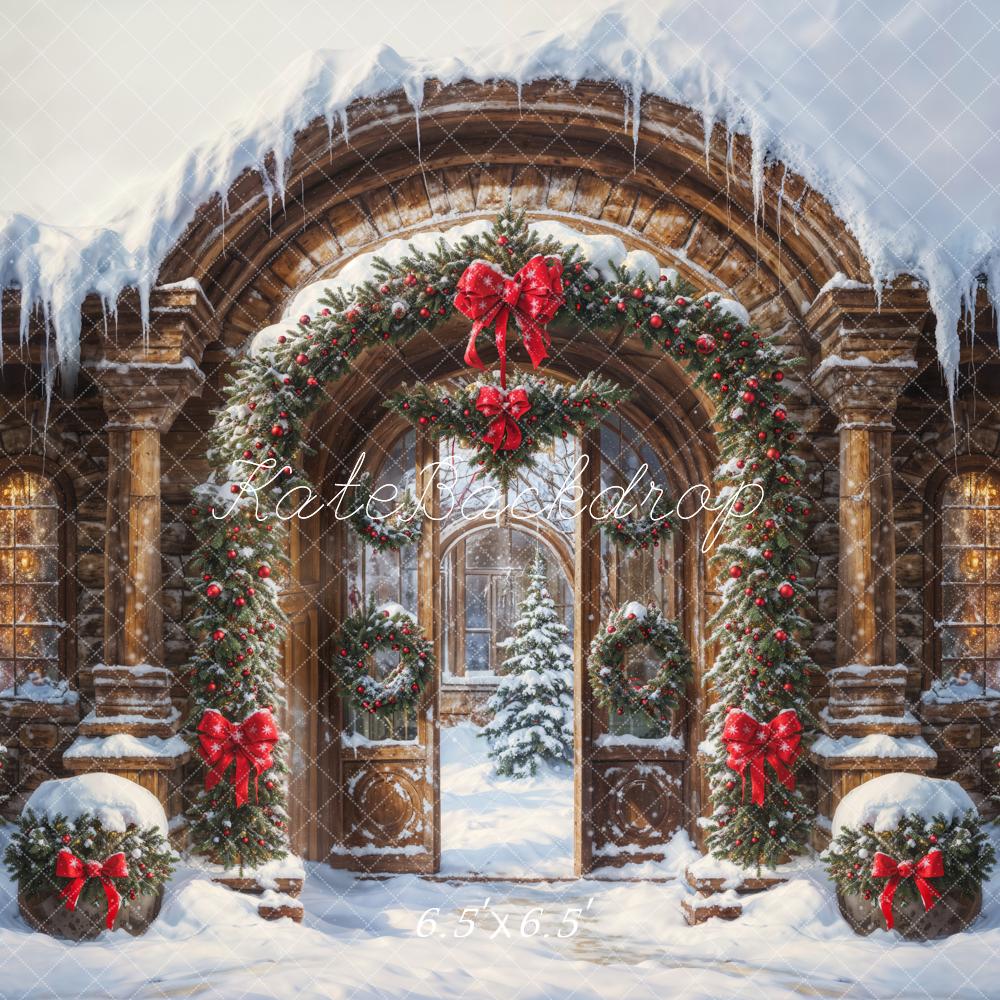 Kate Christmas Snow Vintage Arch Castle Gate Backdrop Designed by GQ - Image 2
