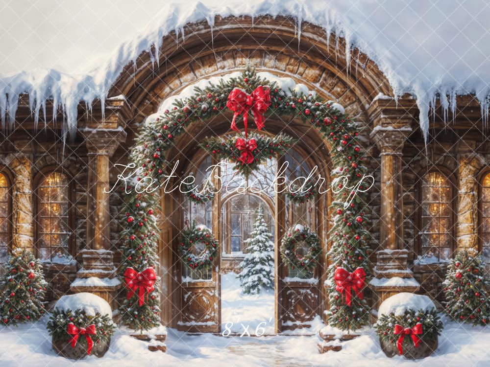 Kate Christmas Snow Vintage Arch Castle Gate Backdrop Designed by GQ - Image 3