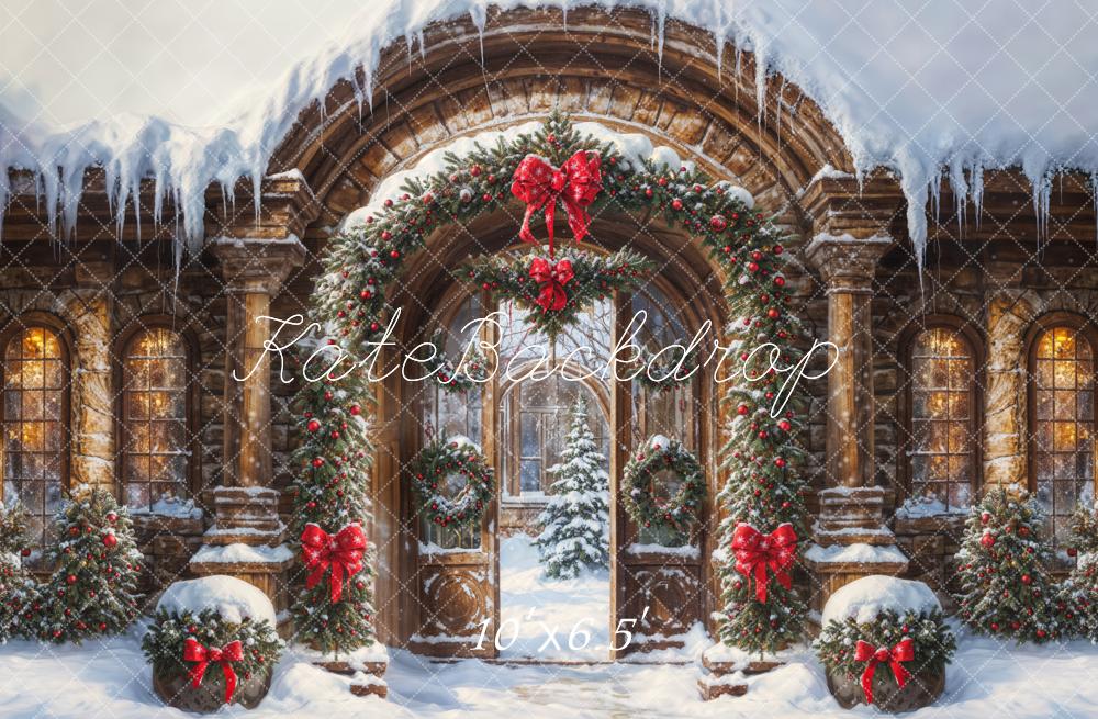 Kate Christmas Snow Vintage Arch Castle Gate Backdrop Designed by GQ - Image 4