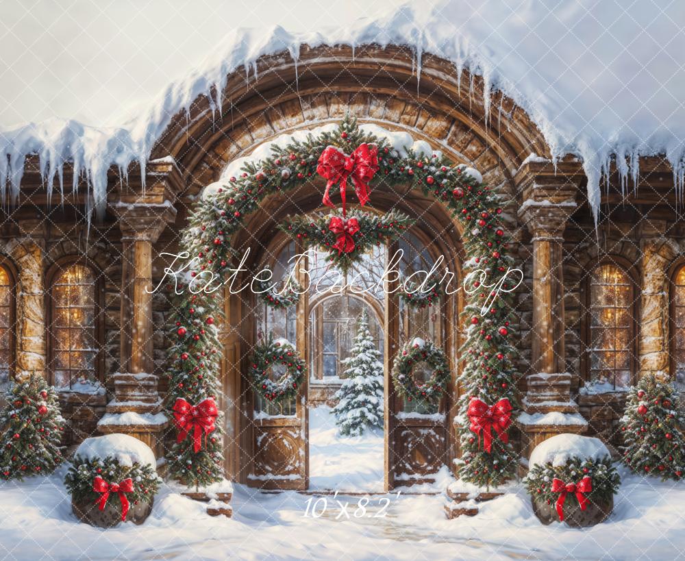 Kate Christmas Snow Vintage Arch Castle Gate Backdrop Designed by GQ - Image 5