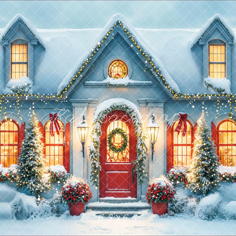 Kate Christmas Snow White House Evening Backdrop Designed by Emetselch - Image 2