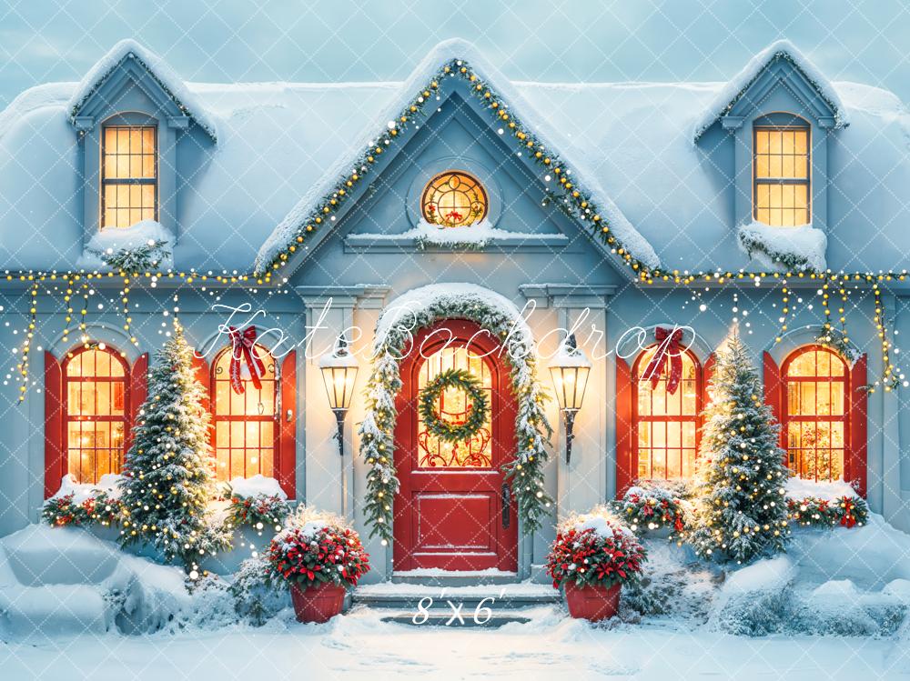 Kate Christmas Snow White House Evening Backdrop Designed by Emetselch - Image 3