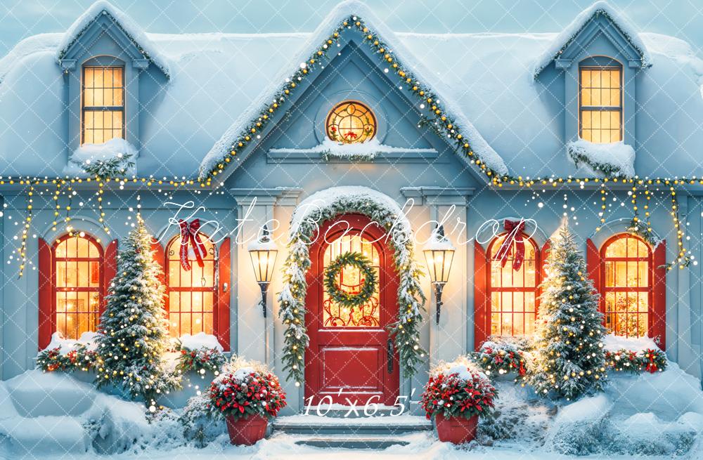 Kate Christmas Snow White House Evening Backdrop Designed by Emetselch - Image 4