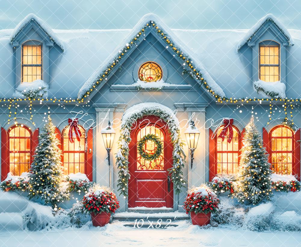Kate Christmas Snow White House Evening Backdrop Designed by Emetselch - Image 5