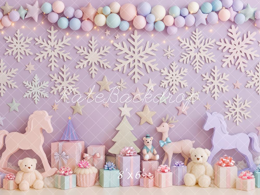 Kate Christmas Snowflakes Pastel Gifts Backdrop Designed by Patty Robert - Image 3