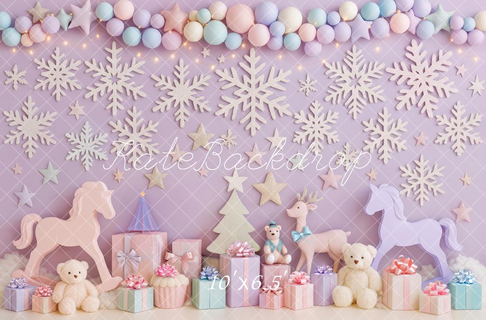 Kate Christmas Snowflakes Pastel Gifts Backdrop Designed by Patty Robert - Image 4