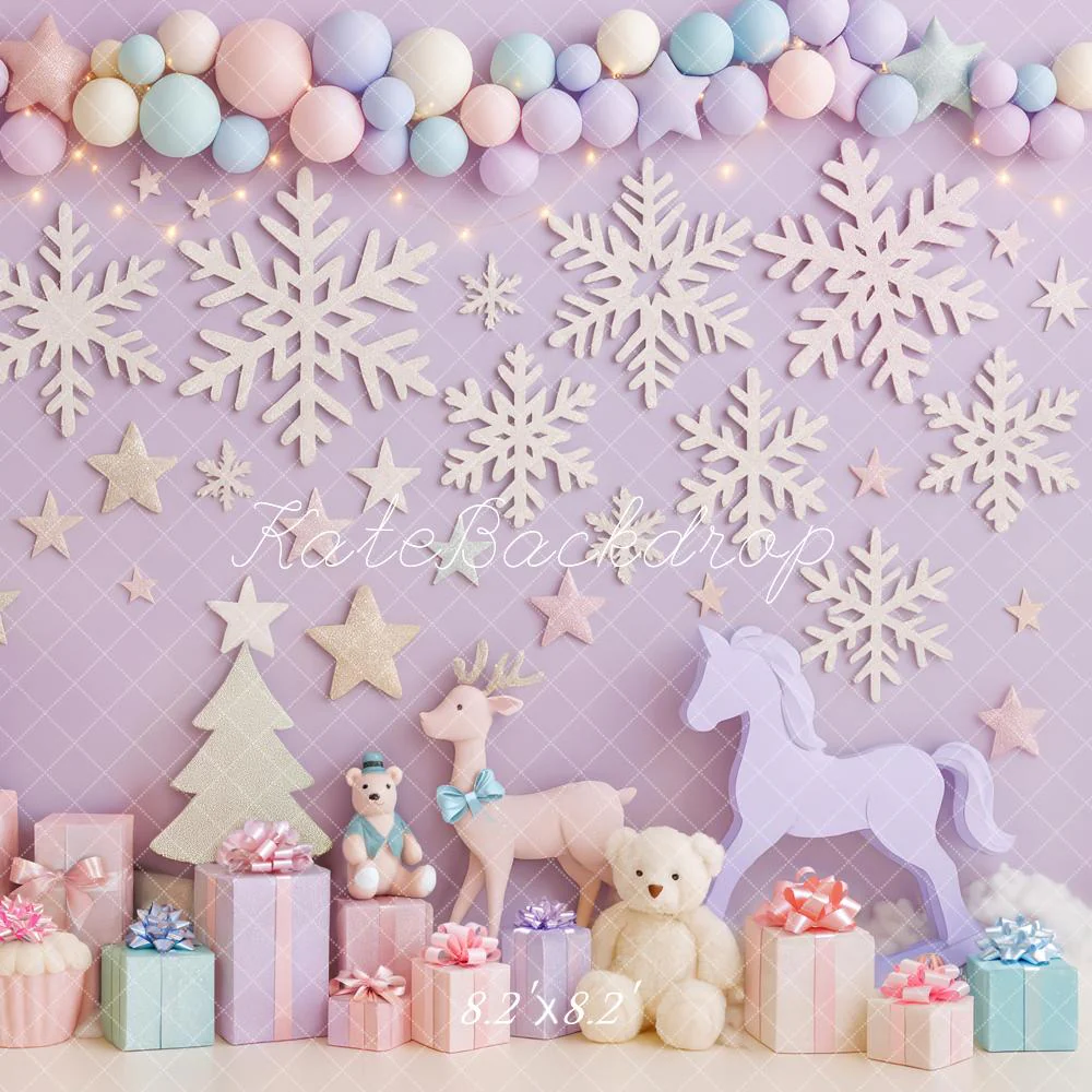 Kate Christmas Snowflakes Pastel Gifts Backdrop Designed by Patty Robert - Image 5