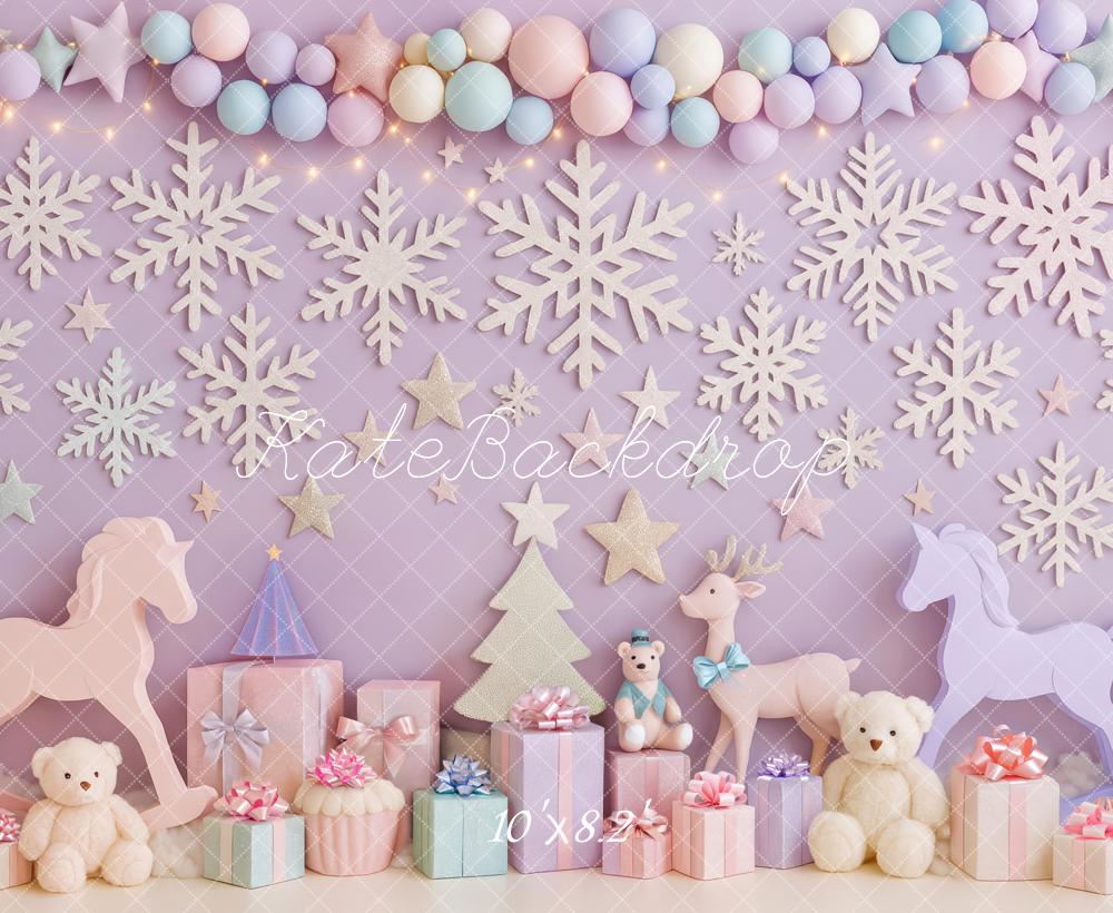 Kate Christmas Snowflakes Pastel Gifts Backdrop Designed by Patty Robert - Image 6