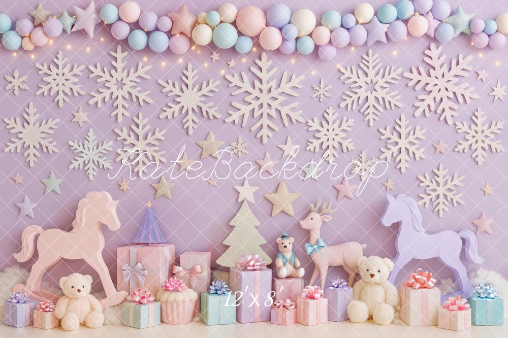 Kate Christmas Snowflakes Pastel Gifts Backdrop Designed by Patty Robert - Image 8