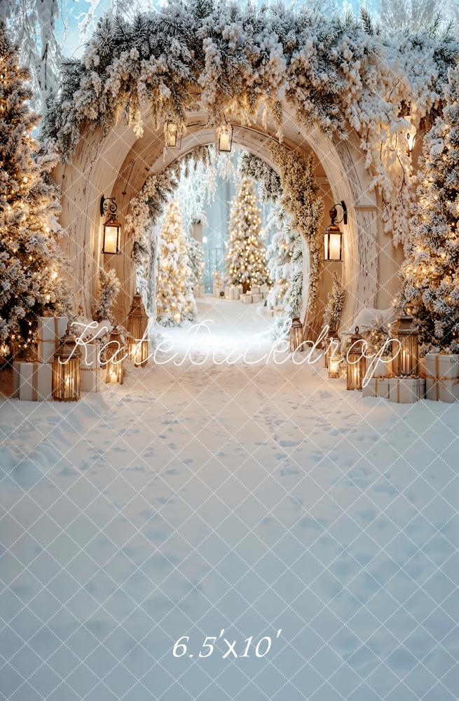 Kate Christmas Snowy Arch Trees Lanterns Backdrop Designed by Emetselch - Image 4
