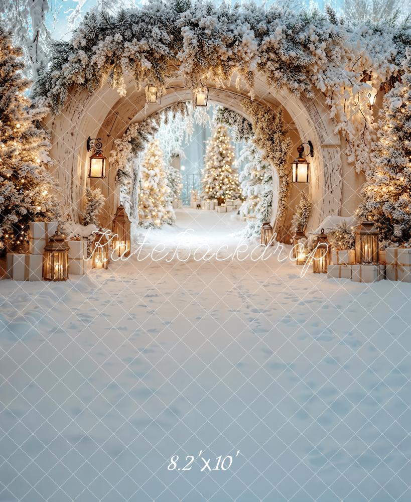 Kate Christmas Snowy Arch Trees Lanterns Backdrop Designed by Emetselch - Image 6