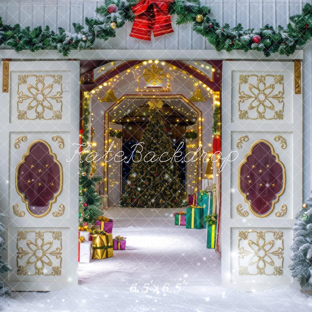 Kate Christmas Snowy Barn Trees Backdrop Designed by Mini MakeBelieve - Image 2