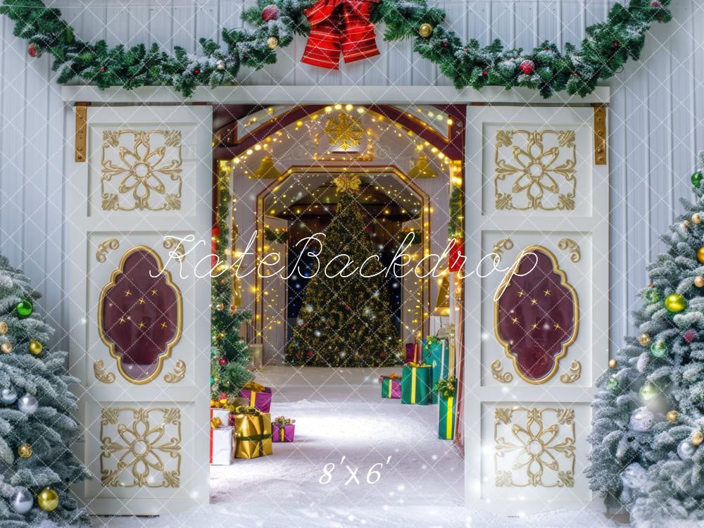 Kate Christmas Snowy Barn Trees Backdrop Designed by Mini MakeBelieve - Image 3