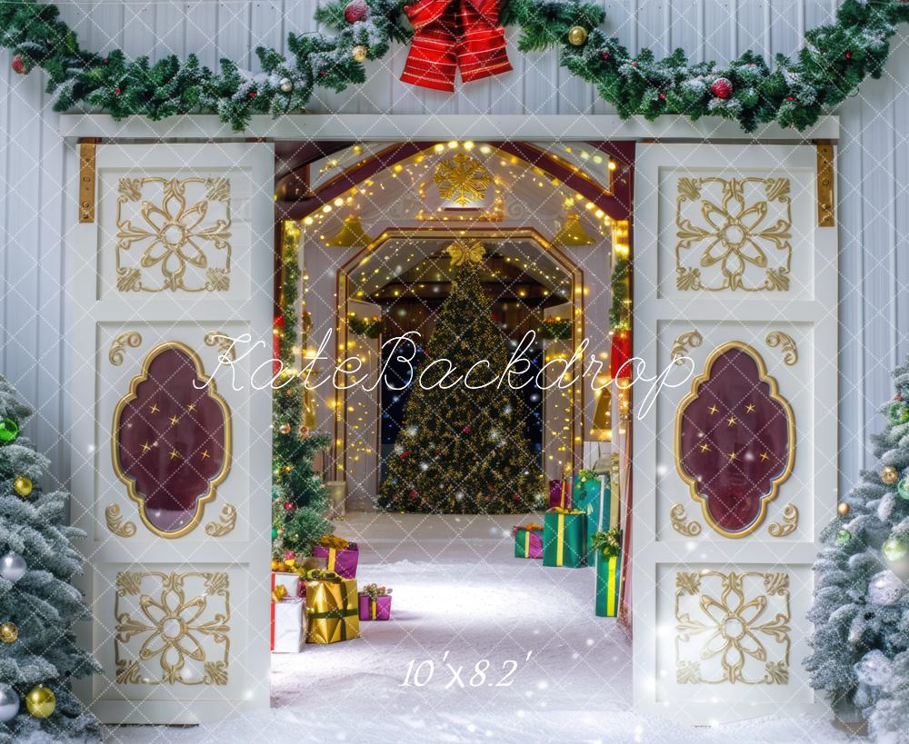 Kate Christmas Snowy Barn Trees Backdrop Designed by Mini MakeBelieve - Image 5