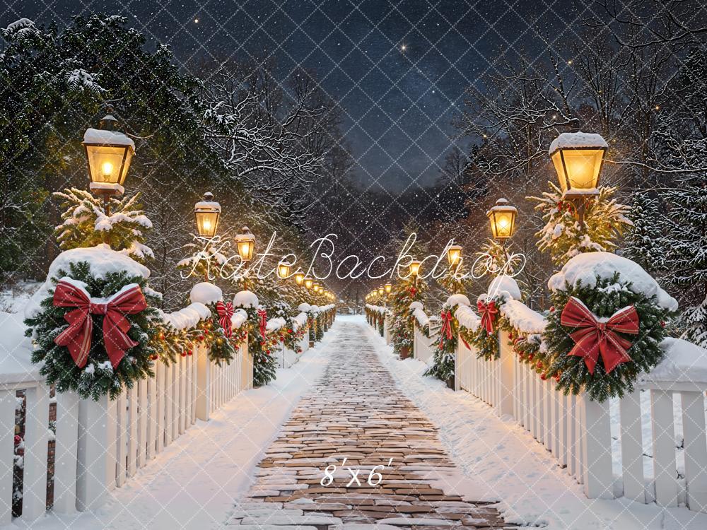 Kate Christmas Snowy Bridge Garland Lamps Backdrop Designed by Emetselch - Image 3