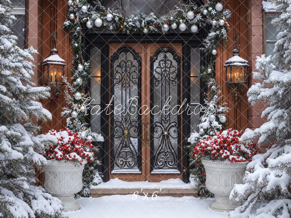 Kate Christmas Snowy Door Winter Backdrop Designed by Emetselch - Image 4