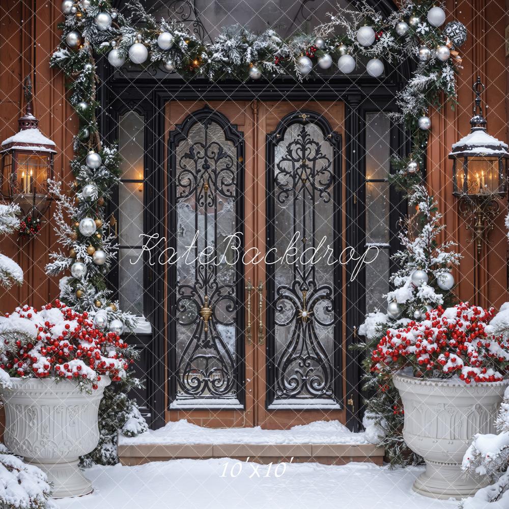 Kate Christmas Snowy Door Winter Backdrop Designed by Emetselch - Image 6
