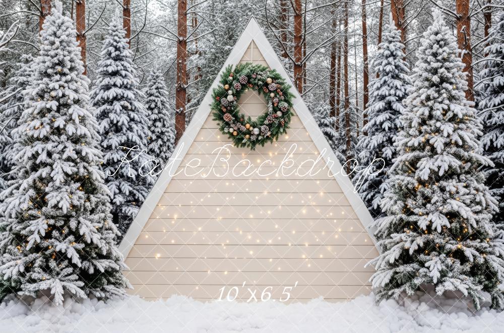 Kate Christmas Snowy Fir Trees Lights Backdrop Designed by Patty Robert - Image 4