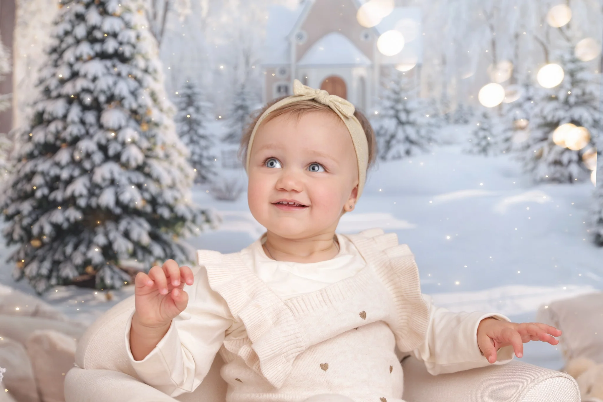 Kate Christmas Snowy Forest Window Arch Backdrop Designed by Emetselch - Image 3