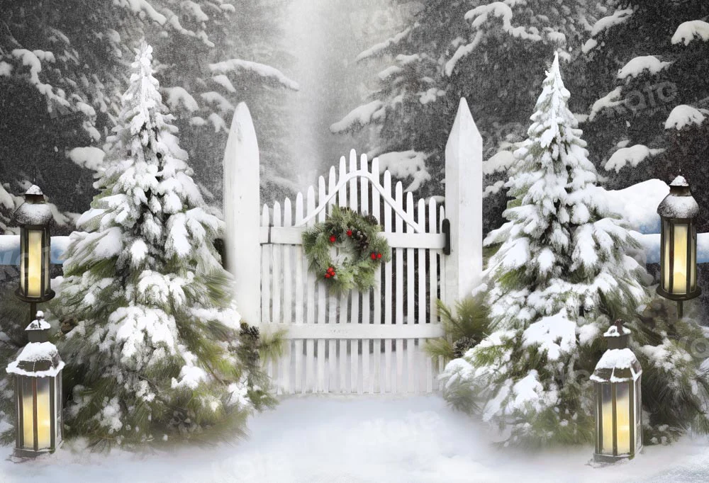 Kate Christmas Snowy Garden Trees Backdrop Designed by Chain Photography