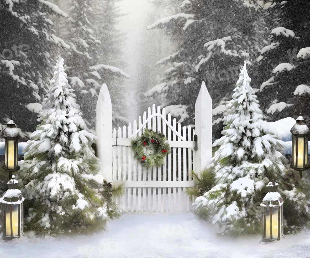 Kate Christmas Snowy Garden Trees Backdrop Designed by Chain Photography - Image 3