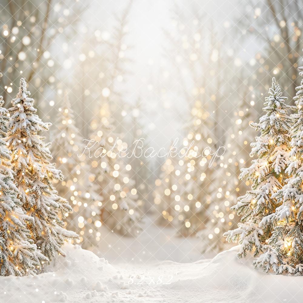Kate Christmas Snowy Pine Trees Lights Backdrop Designed by Emetselch - Image 8