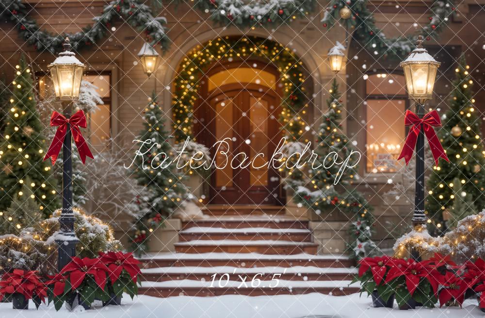 Kate Christmas Snowy Steps Lanterns Garland Backdrop Designed by Emetselch - Image 4