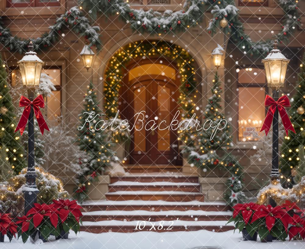 Kate Christmas Snowy Steps Lanterns Garland Backdrop Designed by Emetselch - Image 6