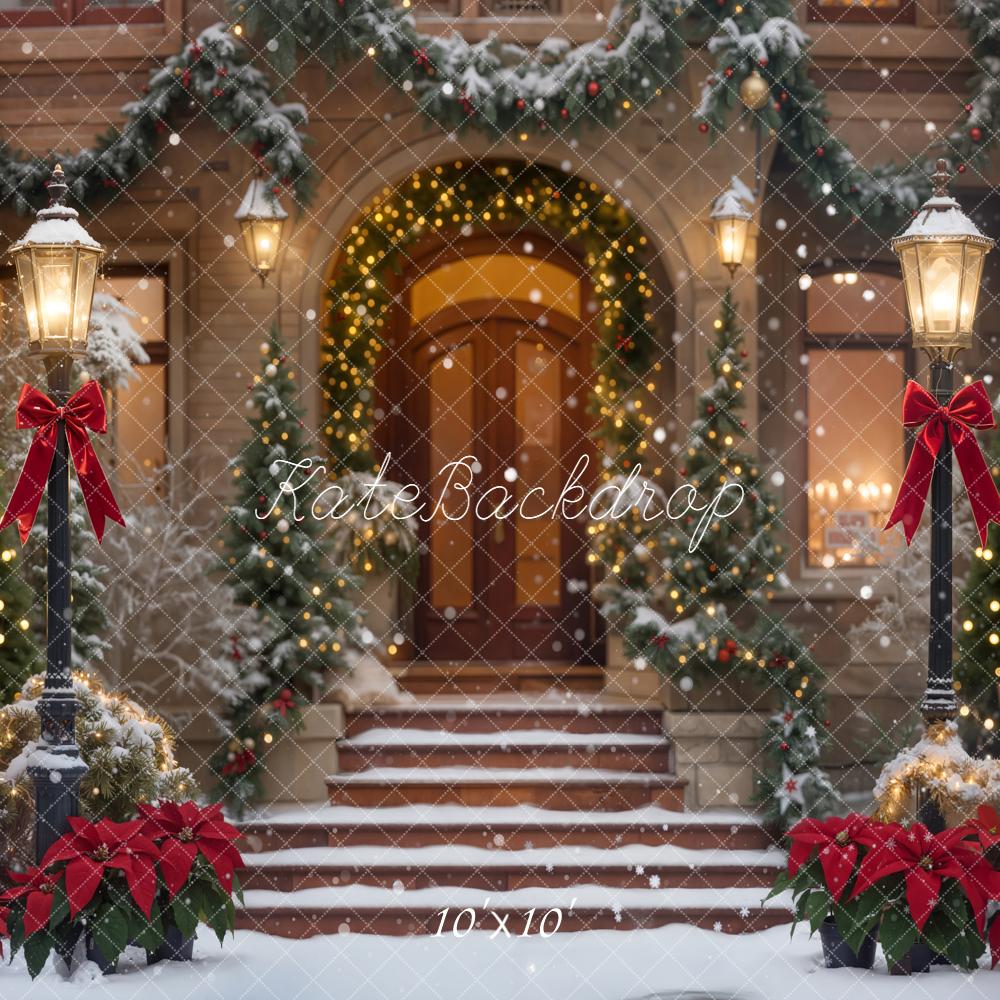 Kate Christmas Snowy Steps Lanterns Garland Backdrop Designed by Emetselch - Image 7