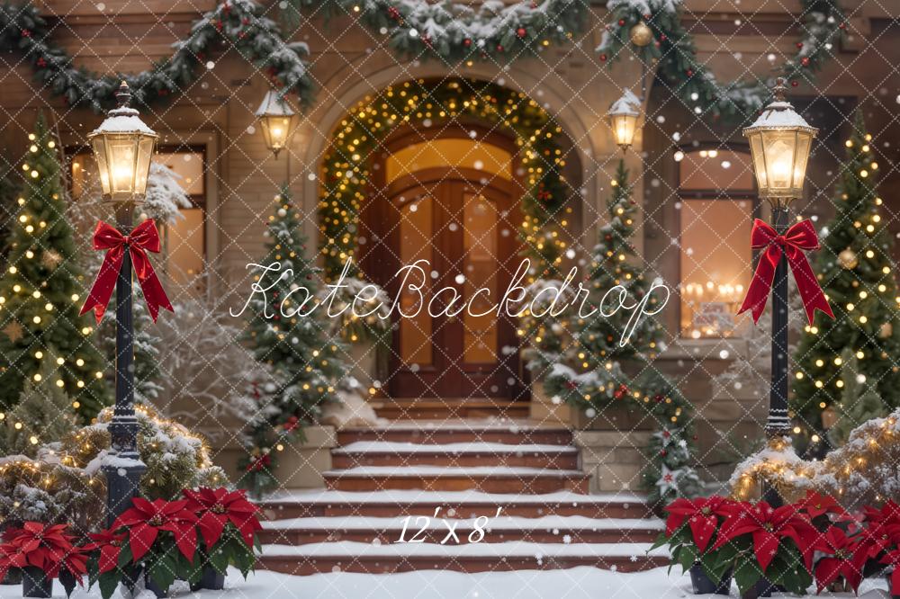 Kate Christmas Snowy Steps Lanterns Garland Backdrop Designed by Emetselch - Image 8