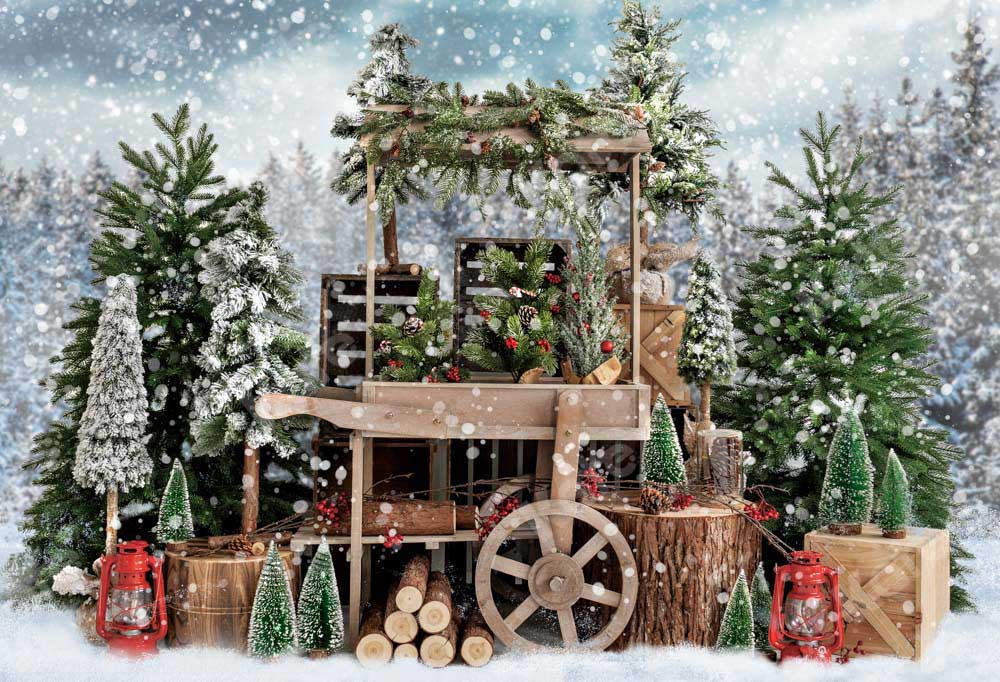 Kate Christmas Snowy Tree Vending Truck Winter Backdrop Designed by Emetselch - Image 2