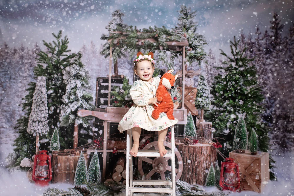 Kate Christmas Snowy Tree Vending Truck Winter Backdrop Designed by Emetselch - Image 5