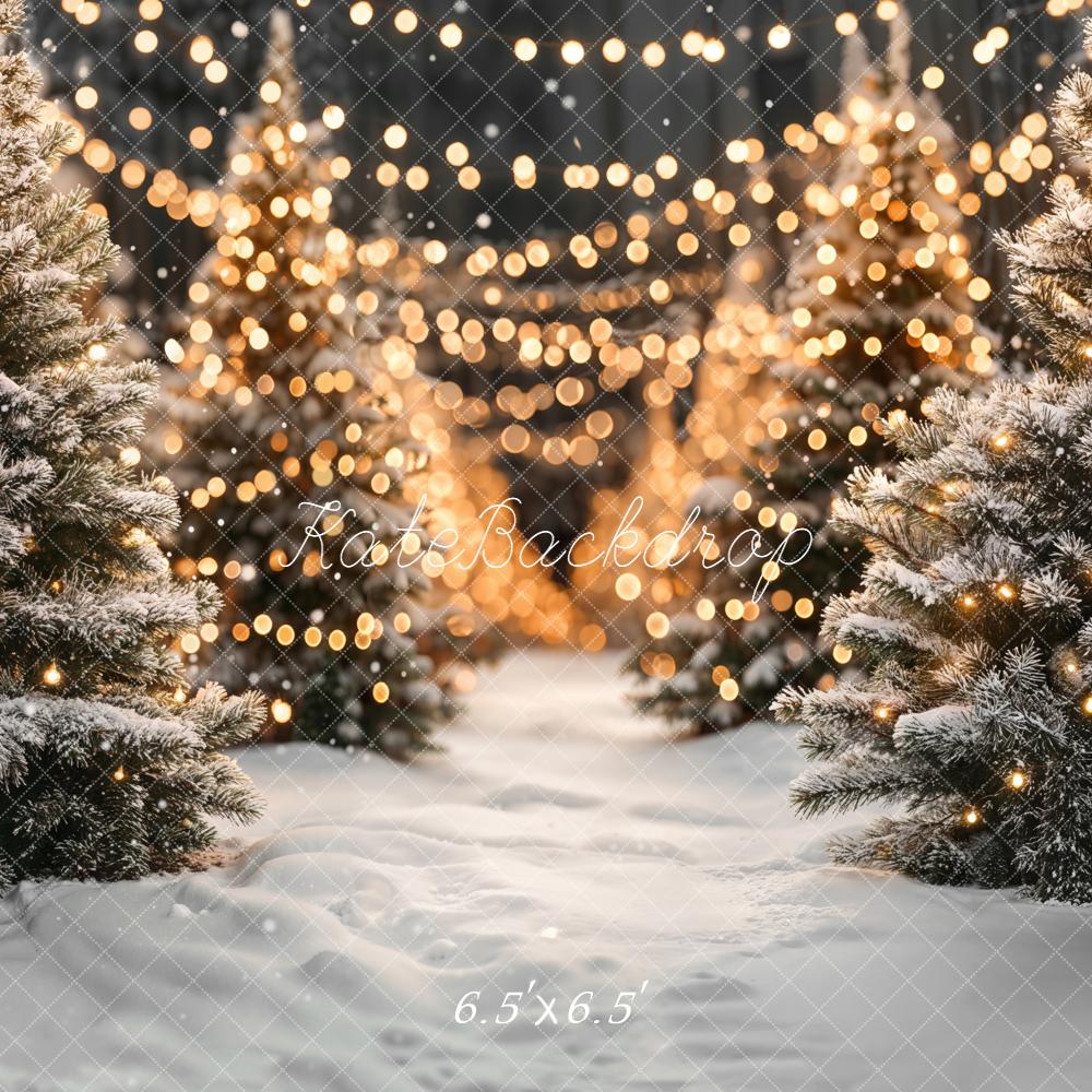 Kate Christmas Snowy Trees Bokeh Lights Backdrop Designed by Emetselch - Image 3