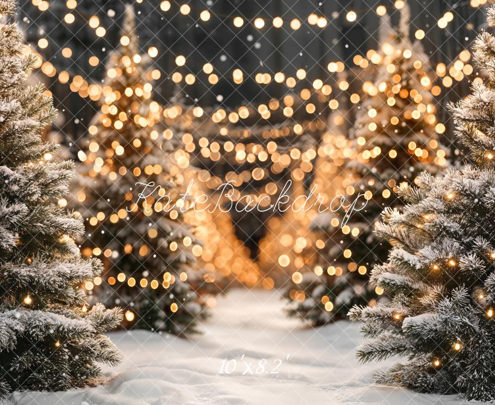 Kate Christmas Snowy Trees Bokeh Lights Backdrop Designed by Emetselch - Image 7