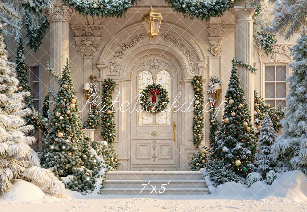 Kate Christmas Snowy Trees Doorway Backdrop Designed by Emetselch