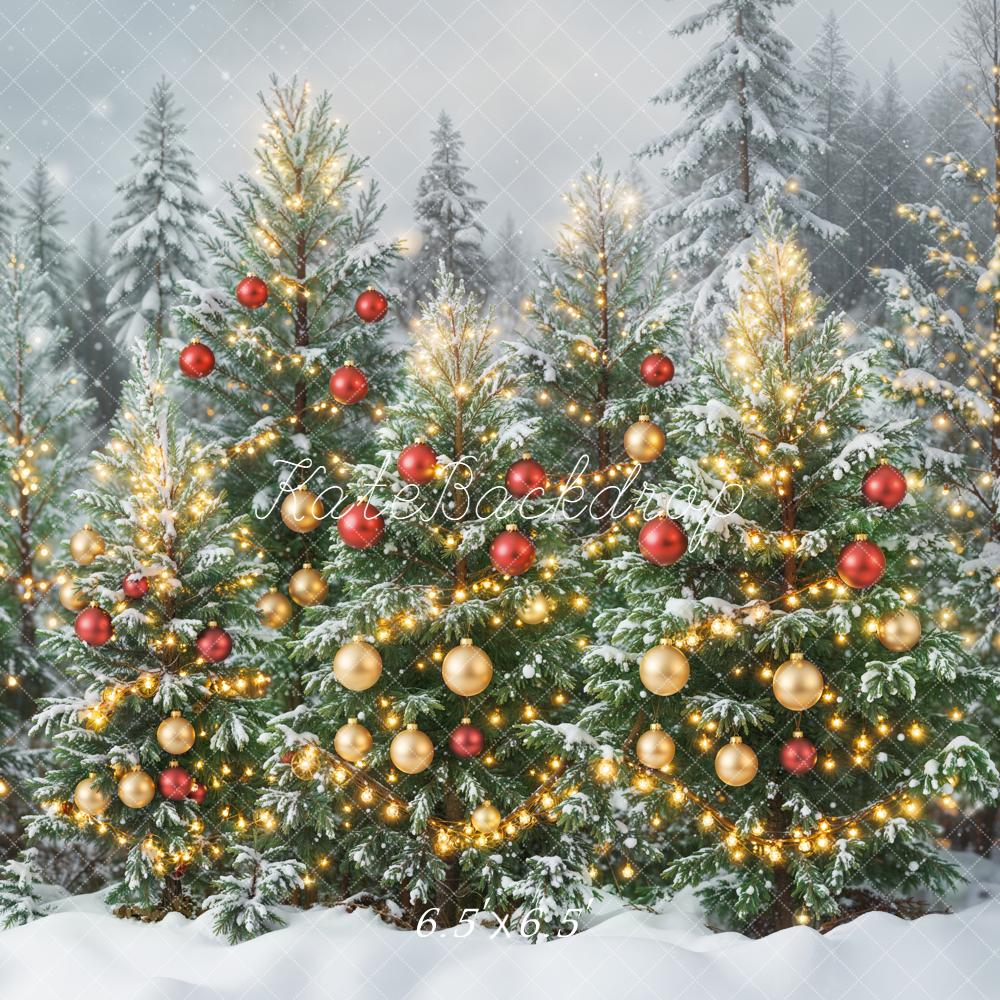 Kate Christmas Snowy Trees Forest Backdrop Designed by Emetselch - Image 2