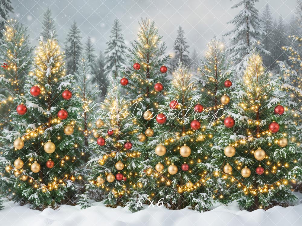 Kate Christmas Snowy Trees Forest Backdrop Designed by Emetselch - Image 3