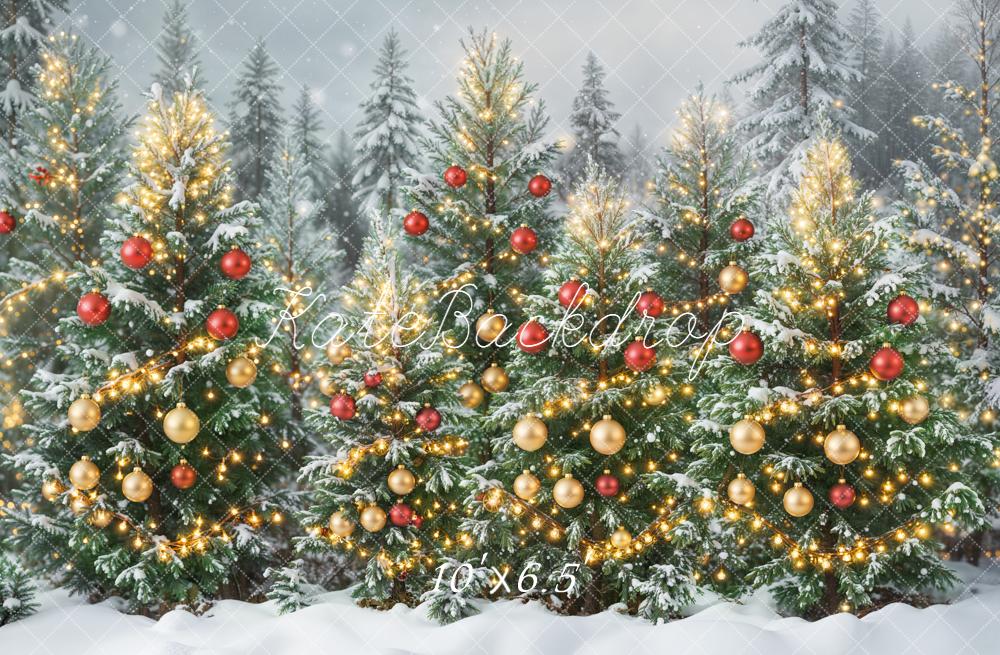 Kate Christmas Snowy Trees Forest Backdrop Designed by Emetselch - Image 4