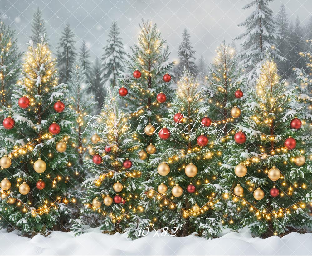 Kate Christmas Snowy Trees Forest Backdrop Designed by Emetselch - Image 6