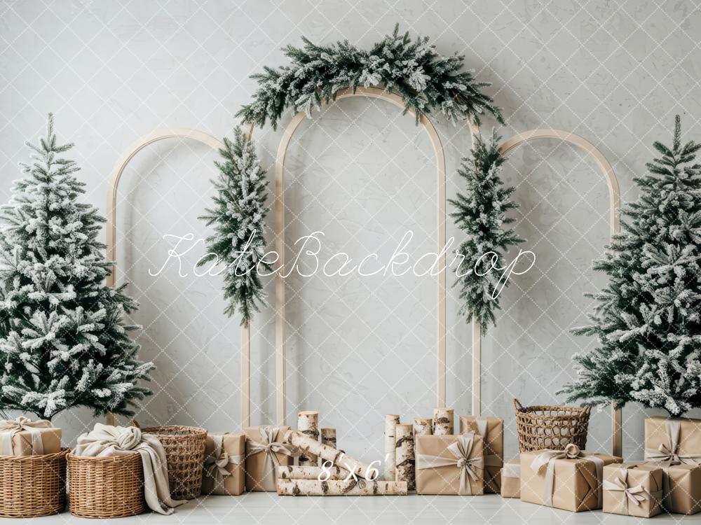 Kate Christmas Snowy Trees Gift Boxes Backdrop Designed by Patty Robert - Image 3