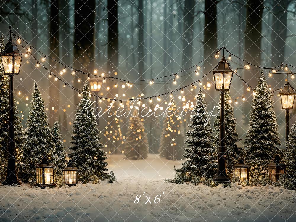 Kate Christmas Snowy Trees Lamp Fairy Lights Backdrop Designed by Emetselch - Image 3