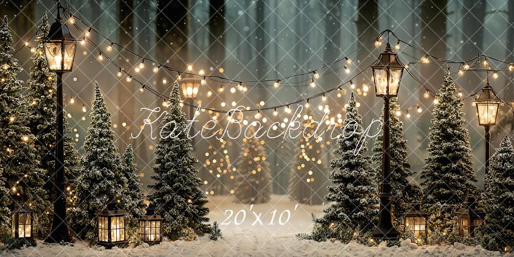 Kate Christmas Snowy Trees Lamp Fairy Lights Backdrop Designed by Emetselch - Image 8