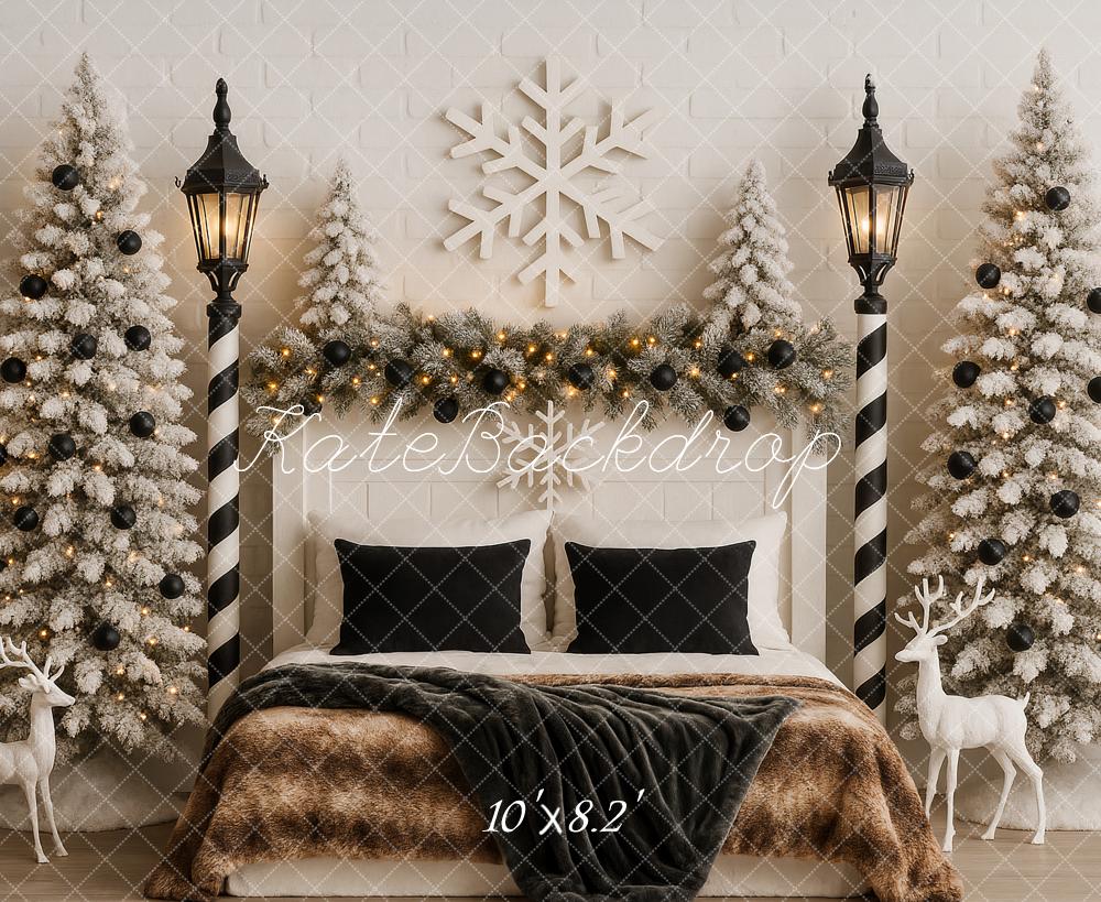 Kate Christmas Snowy Trees Lampposts Bed Backdrop Designed by Ashley Paul - Image 6