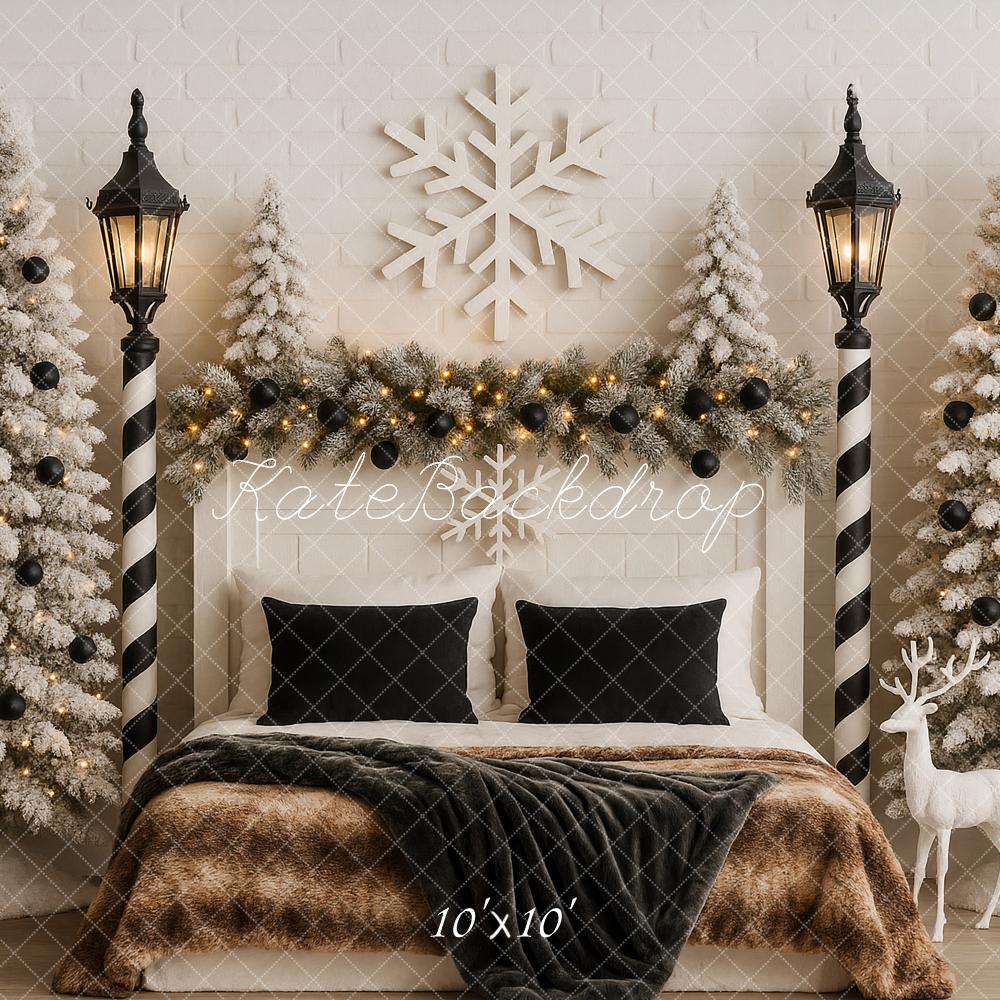 Kate Christmas Snowy Trees Lampposts Bed Backdrop Designed by Ashley Paul - Image 7