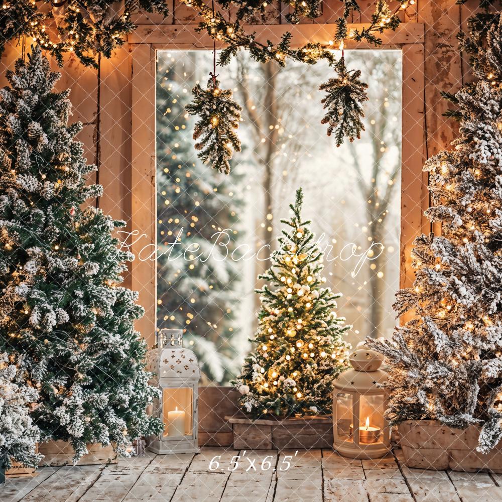 Kate Christmas Snowy Trees Lights Backdrop Designed by Emetselch - Image 2