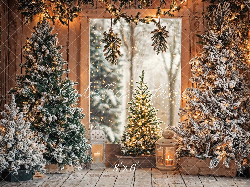 Kate Christmas Snowy Trees Lights Backdrop Designed by Emetselch - Image 3