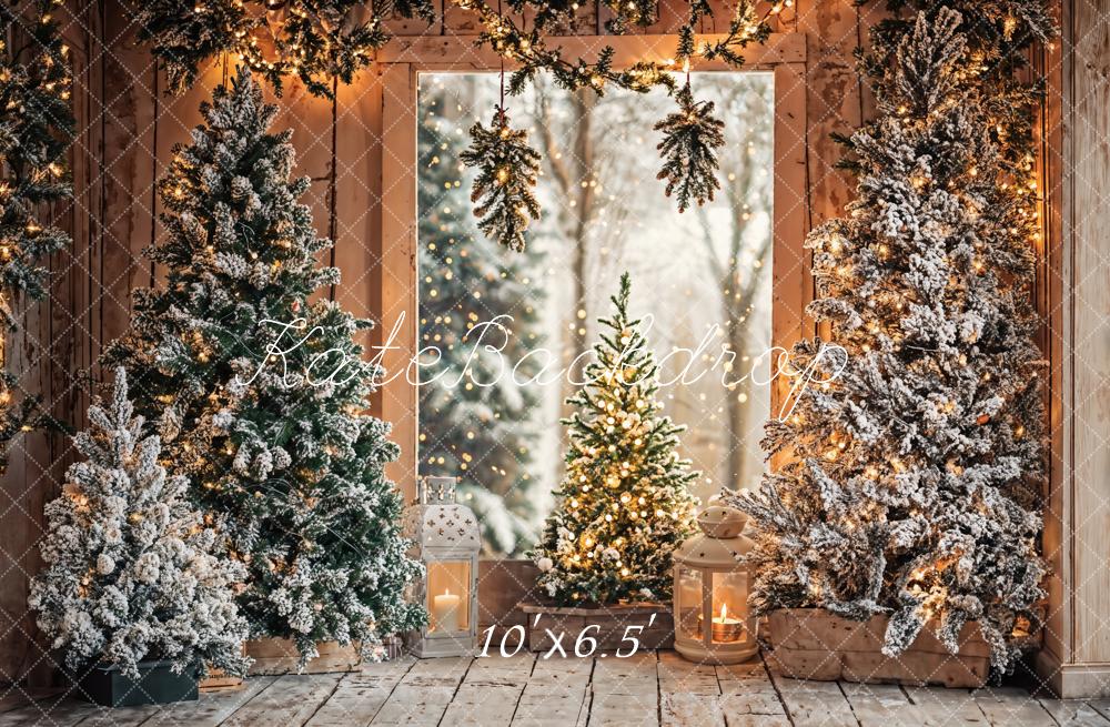 Kate Christmas Snowy Trees Lights Backdrop Designed by Emetselch - Image 4